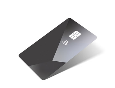 Frente do Apple Card na cor titânio