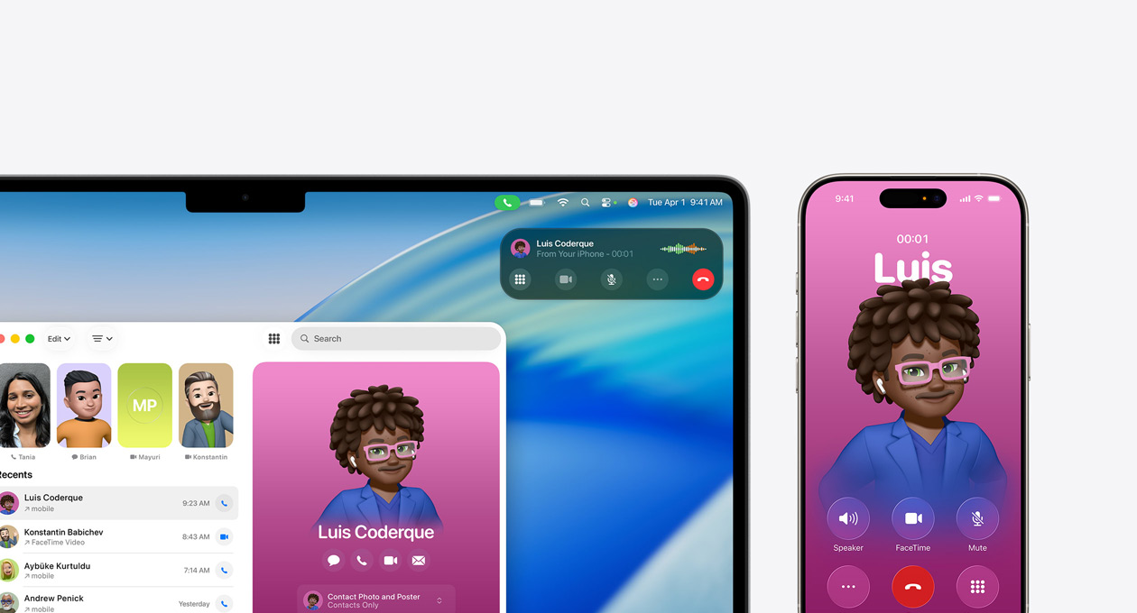 Mac Modell, Display zeigt die neue Telefon App