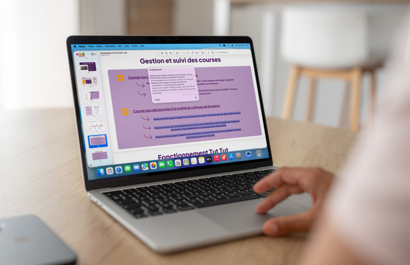 Les outils d’écriture d’Apple Intelligence aident le personnel à réviser et à réécrire des textes pour les rendre plus professionnels ou familiers.