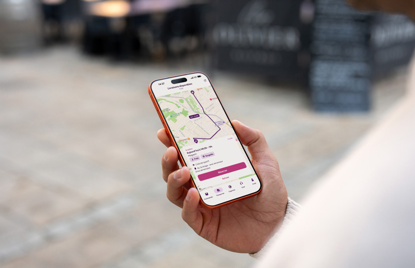 Les livreurs et livreuses ayant rempli un profil peuvent choisir des livraisons dans l’app Tut Tut et s’orienter à l’aide de Plans d’Apple