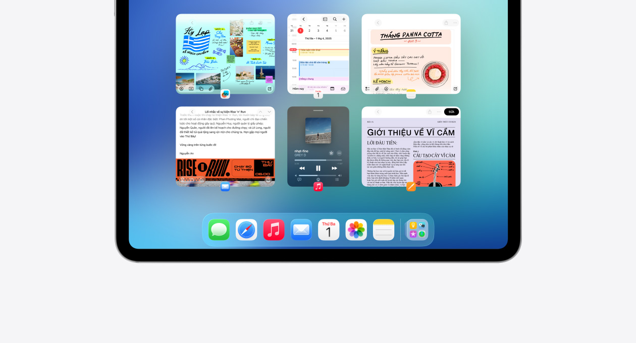 Màn hình iPad minh họa tính năng Exposé